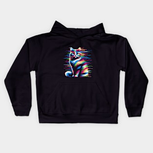 Glitch 8 bit cat Kids Hoodie